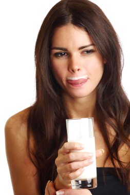 Woman drink yogurt clipart