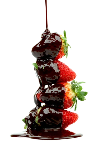 チョコレートいちごのスタック — ストック写真