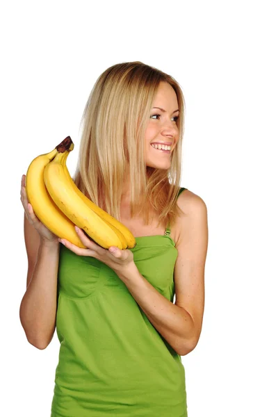Frau und Bananen — Stockfoto