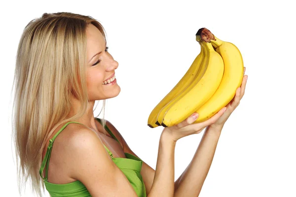 Mulher e bananas — Fotografia de Stock