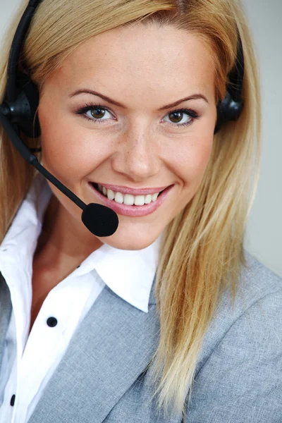 Woman call with headset — Stock Photo, Image