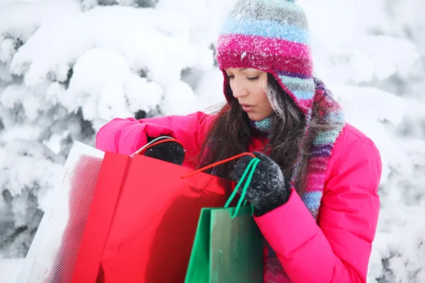 Vinter shopping — Stockfoto