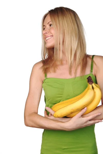 Frau und Bananen — Stockfoto