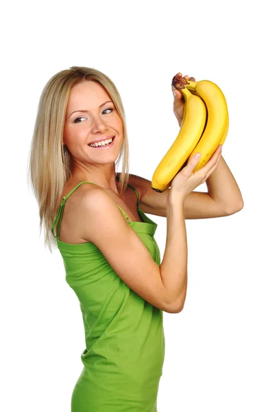Жінка і банани — стокове фото
