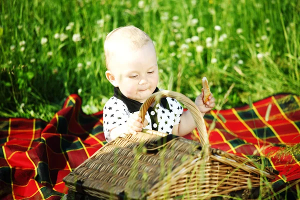 Niño en el picnic — Foto de Stock