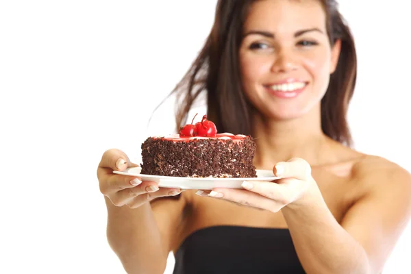 Frau und Kuchen — Stockfoto