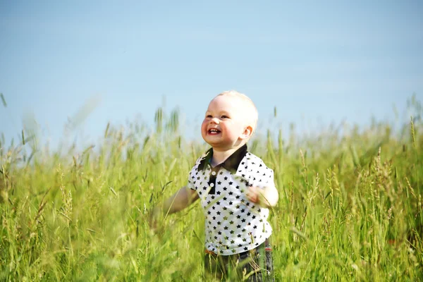 Boy in grass Royalty Free Stock Images