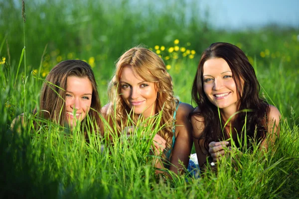 Freundinnen im Gras — Stockfoto