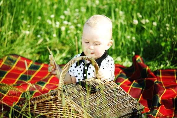 Chłopiec na piknik — Zdjęcie stockowe
