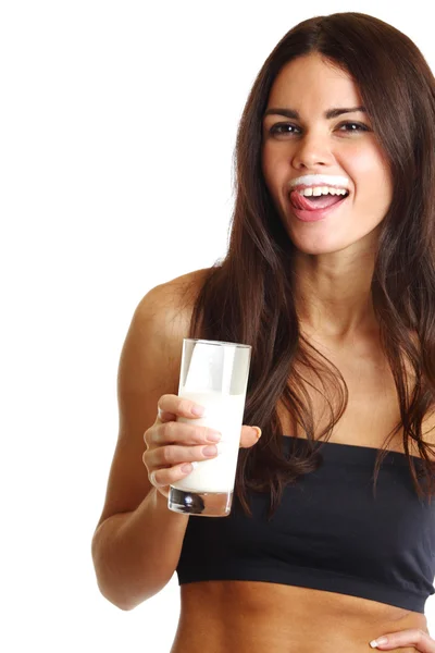 Mujer beber yogur —  Fotos de Stock