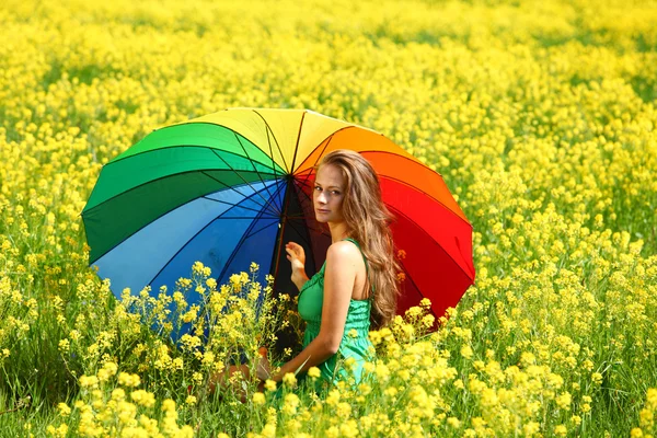 Woman under umbrella — Stock Photo, Image