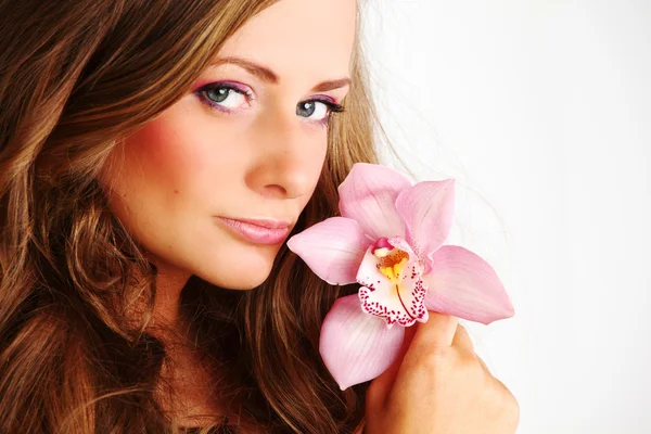 Orchideenfrau — Stockfoto