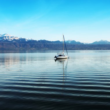 Yacht on lake geneva clipart