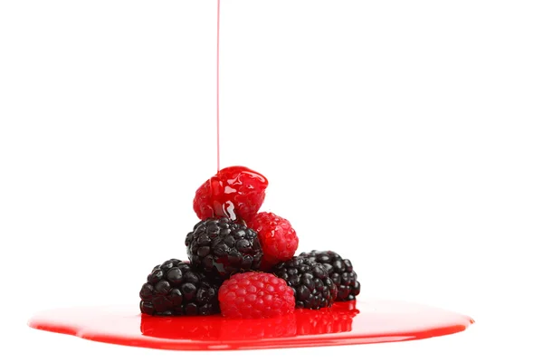 Berry mixed pile in syrup — Stock Photo, Image