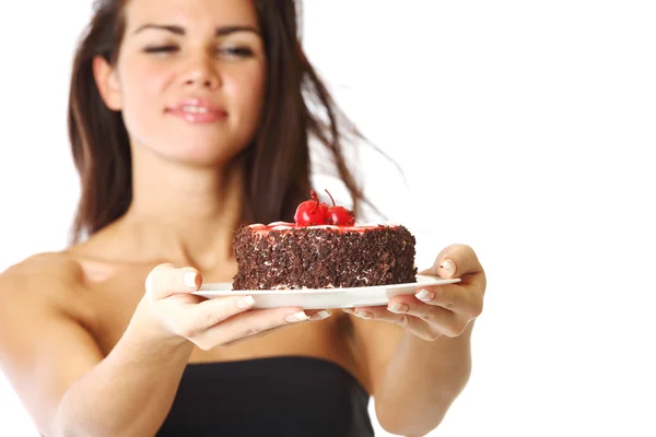 Femme et gâteau — Photo