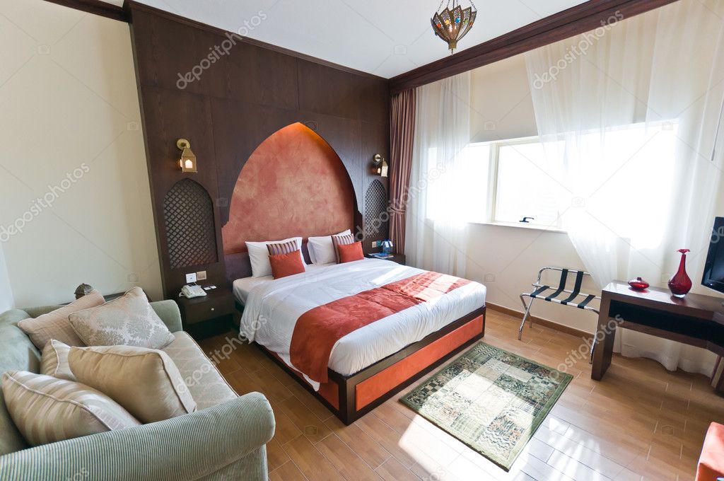 Interior Of Modern Apartment Bedroom In Oriental Style