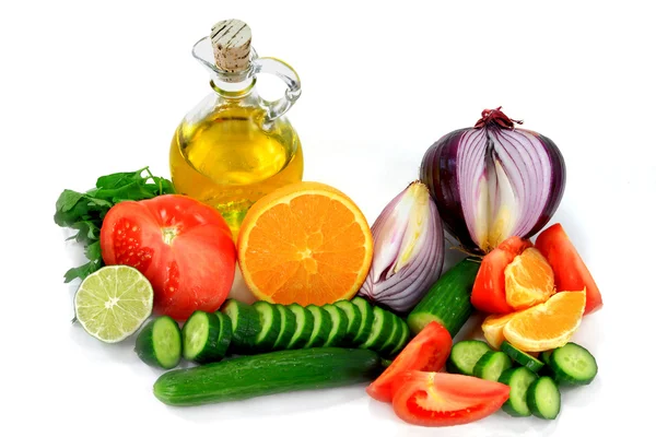 Συστατικά, φρούτα, λαχανικά για σαλάτες. — Φωτογραφία Αρχείου