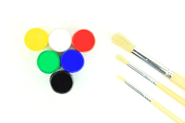 stock image Acrylic Watercolours and paintbrushes - close-up