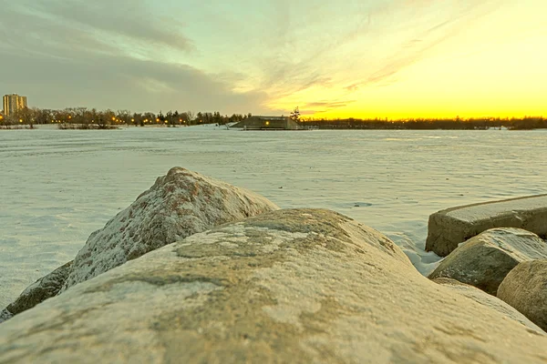 stock image Wascana lake freezing