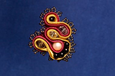 Soutache handmade brooch clipart