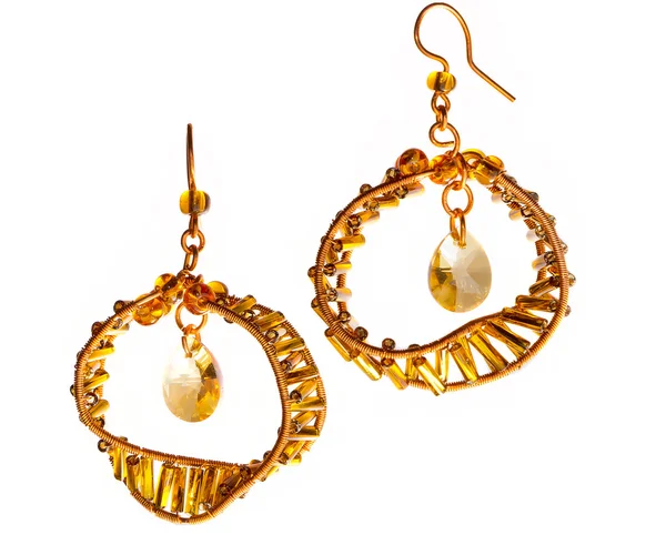 Handmade orange earrings — Stock Photo, Image