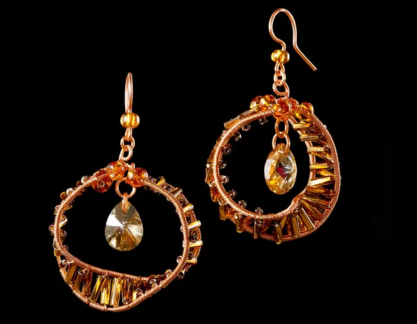 Handmade orange earrings — Stock Photo, Image