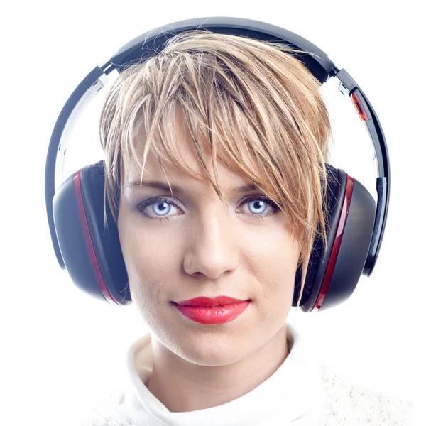 Attractive girl with headphones — Stock Photo, Image