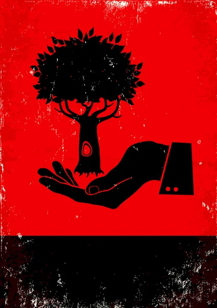 Main tenant un arbre — Image vectorielle