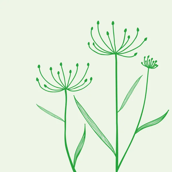 植物在绿色背景上 — 图库矢量图片