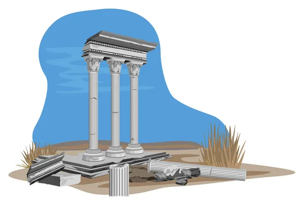 Antik templom romjai — Stock Vector