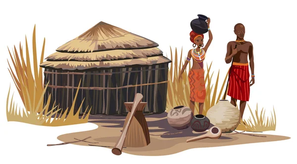 Африканская деревня — стоковый вектор