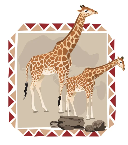 Marco africano con jirafas — Vector de stock