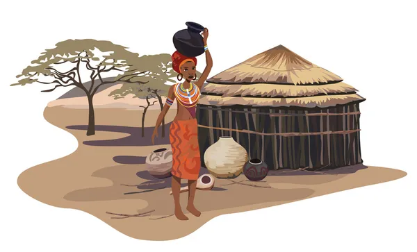Африканская деревня Стоковая Иллюстрация