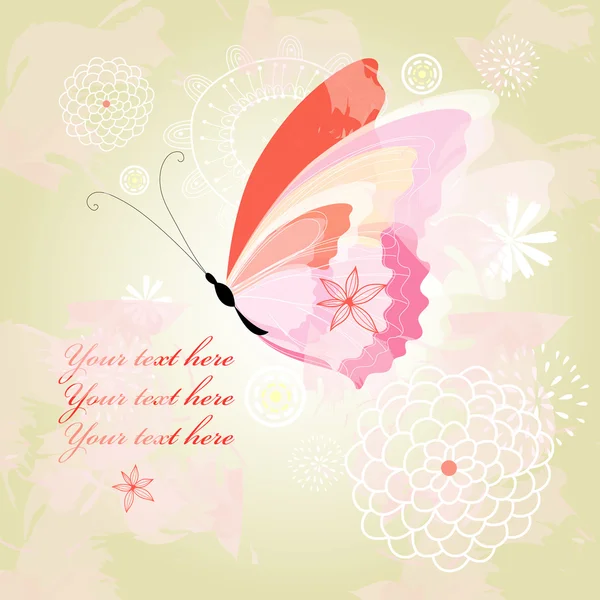 Fond floral avec papillon — Image vectorielle