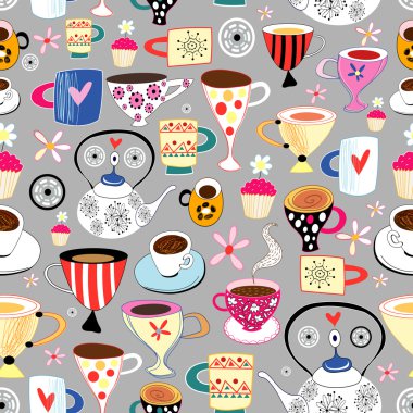 Texture of cups and mugs clipart