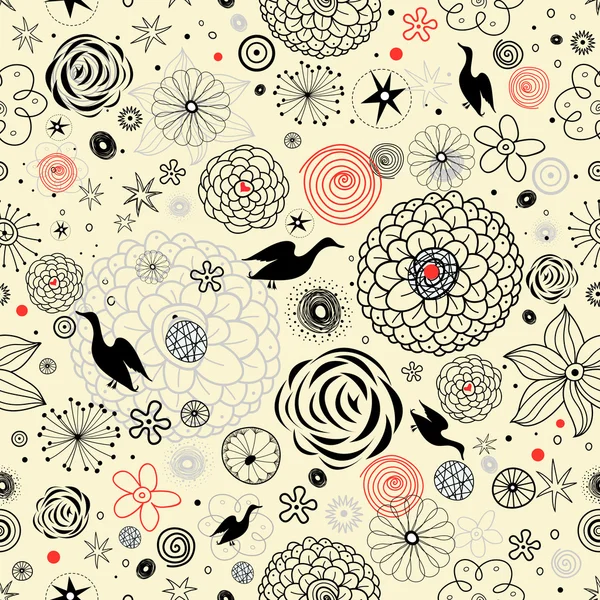 Motif floral avec canards — Image vectorielle
