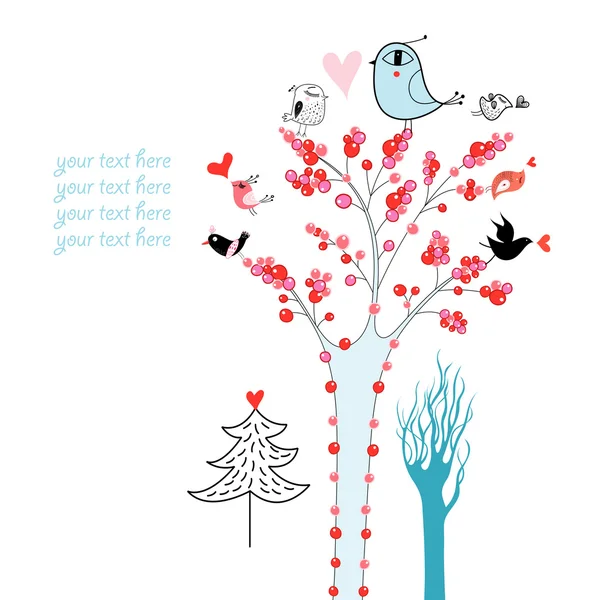 Δέντρα και πουλιά — Διανυσματικό Αρχείο