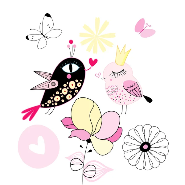 Liebe Vögel — Stockvektor