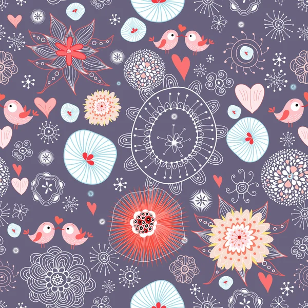Floral pattern with birds — Stock Vector