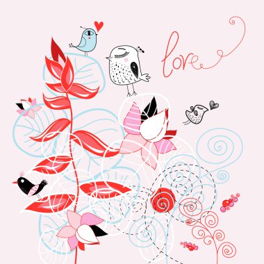 Floral background with birds clipart