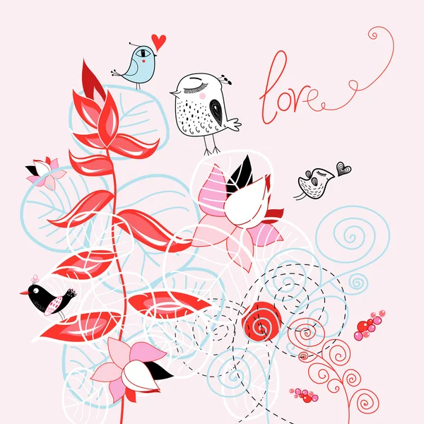 Floral background with birds Royalty Free Stock Illustrations