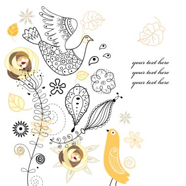 Plants and birds clipart