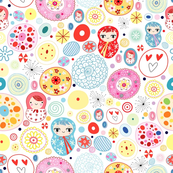Abstract pattern with dolls — Stock Vector