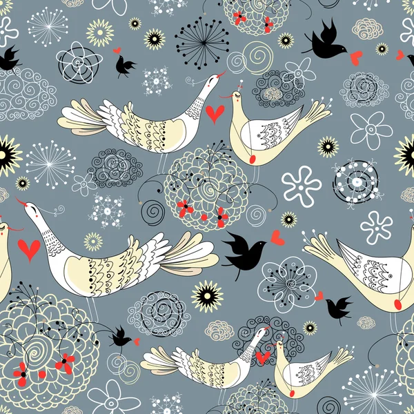 Patrón de los pájaros del amor — Archivo Imágenes Vectoriales