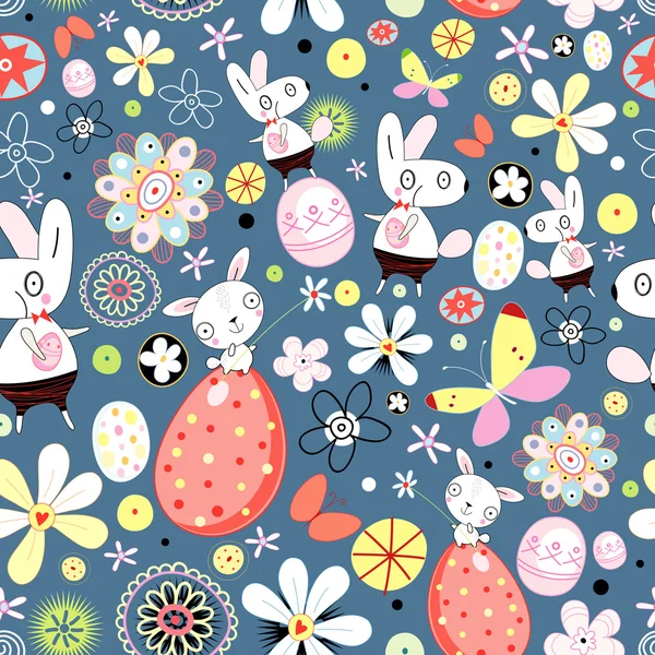 Flower texture of Easter rabbits — Stock Vector