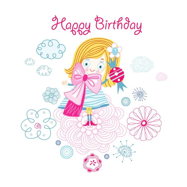 Greeting card with girl — Stock Vector