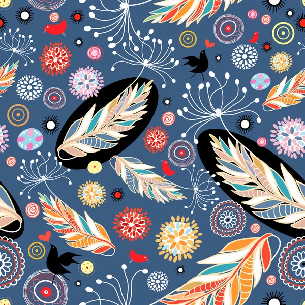 Floral σχέδιο με πουλιά — Διανυσματικό Αρχείο