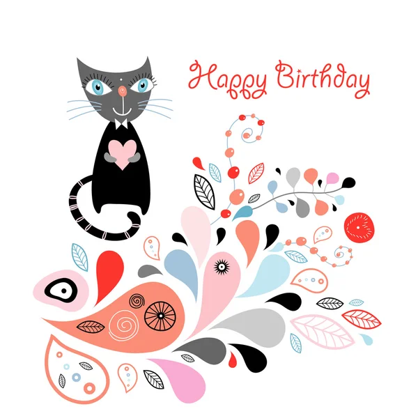 Abstract card with a cat — Stock Vector