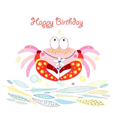 Funny pink crabs clipart