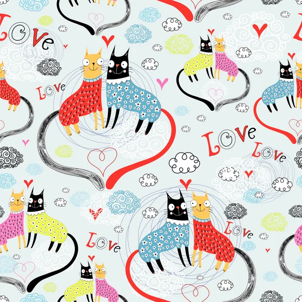 Pattern of cat lovers — Stock Vector